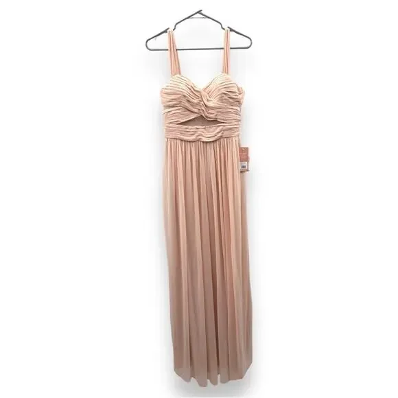 Birdy Grey Elsye Sleeveless Mesh Cutout Bridesmaid Dress in Pale Blush Sz  S NWT